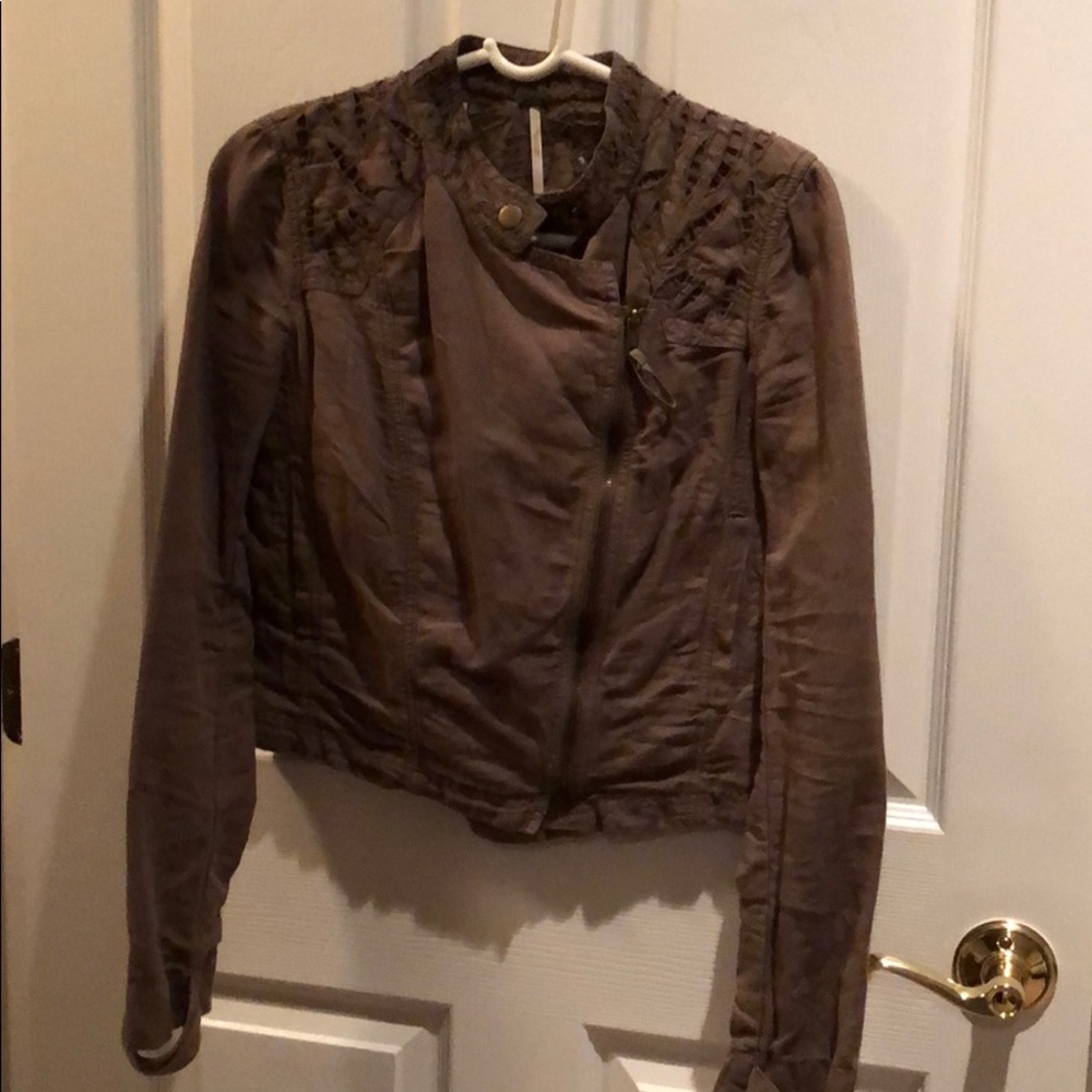 Free people khaki cotton/linen jacket S6